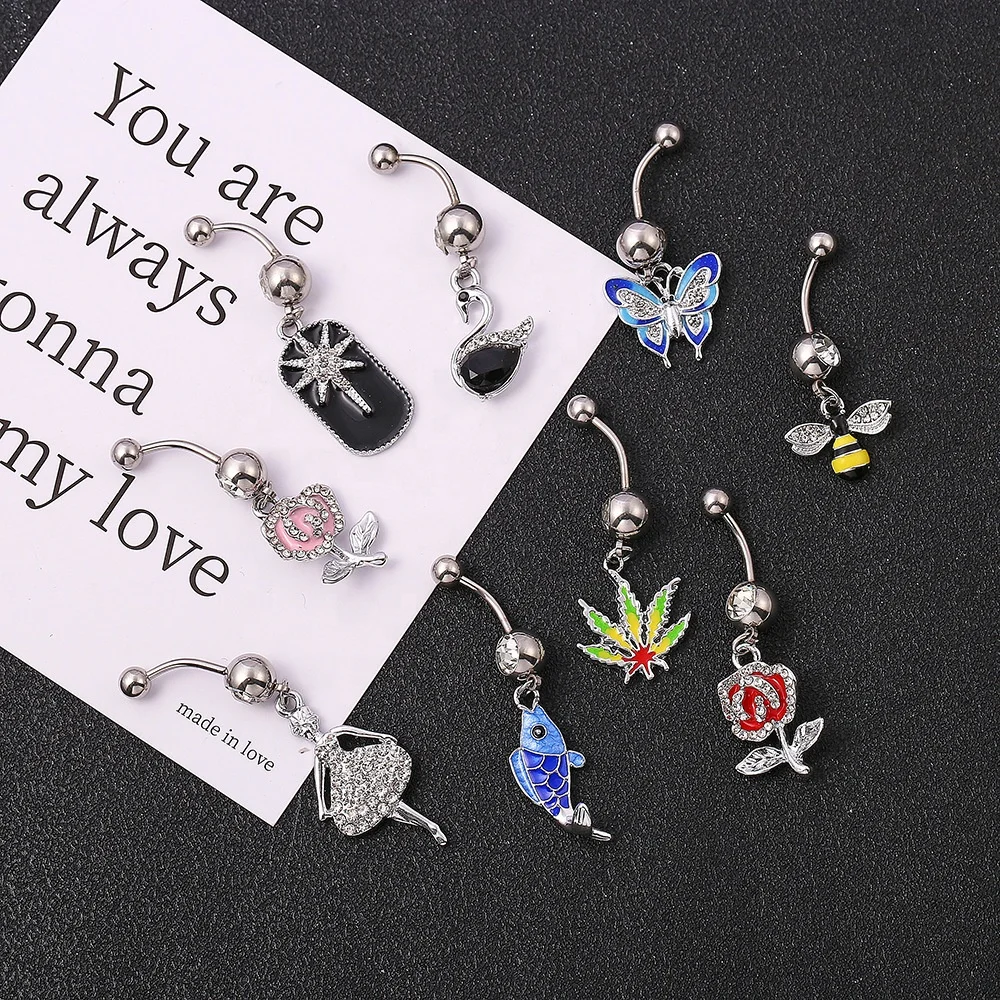 316L Surgical Steel Butterfly Belly Button Ring For Navel Piercing