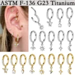 ASTM F136 Titanium CZ Marquise Clicker Ring For Septum, Nose Or Ear Piercing