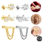 ASTM F136 Titanium Internally Threaded Labret Stud For Lip, Cartilage Or Tragus Piercing