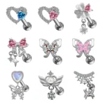 316L Surgical Steel Butterfly Cartilage Stud For Cartilage Or Helix Piercing