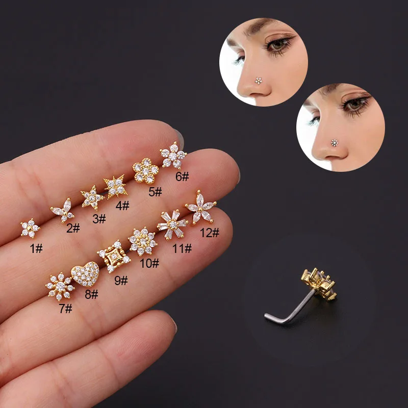 316L Surgical Steel Flower Nose Ring For Nose Piercing
