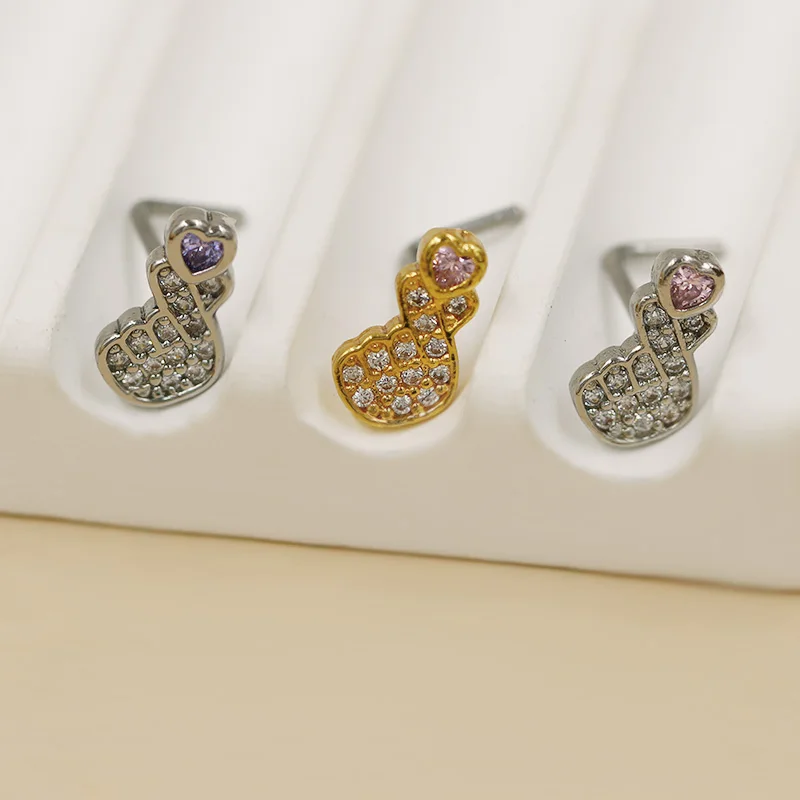 316L Surgical Steel L-shaped Nose Stud For Nose Piercing - Image 2