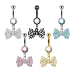 316L Surgical Steel Heart Bow Belly Button Ring For Navel Piercing