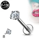 ASTM F136 Titanium CZ Piercing Jewelry