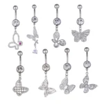 316L Surgical Steel Butterfly Belly Button Ring For Navel Piercing