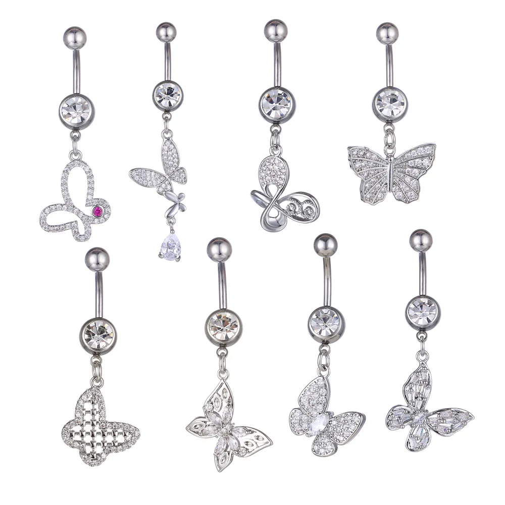 316L Surgical Steel Butterfly Belly Button Ring For Navel Piercing