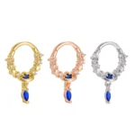 316L Surgical Steel CZ Star Segment Clicker Ring For Septum Or Nose Piercing