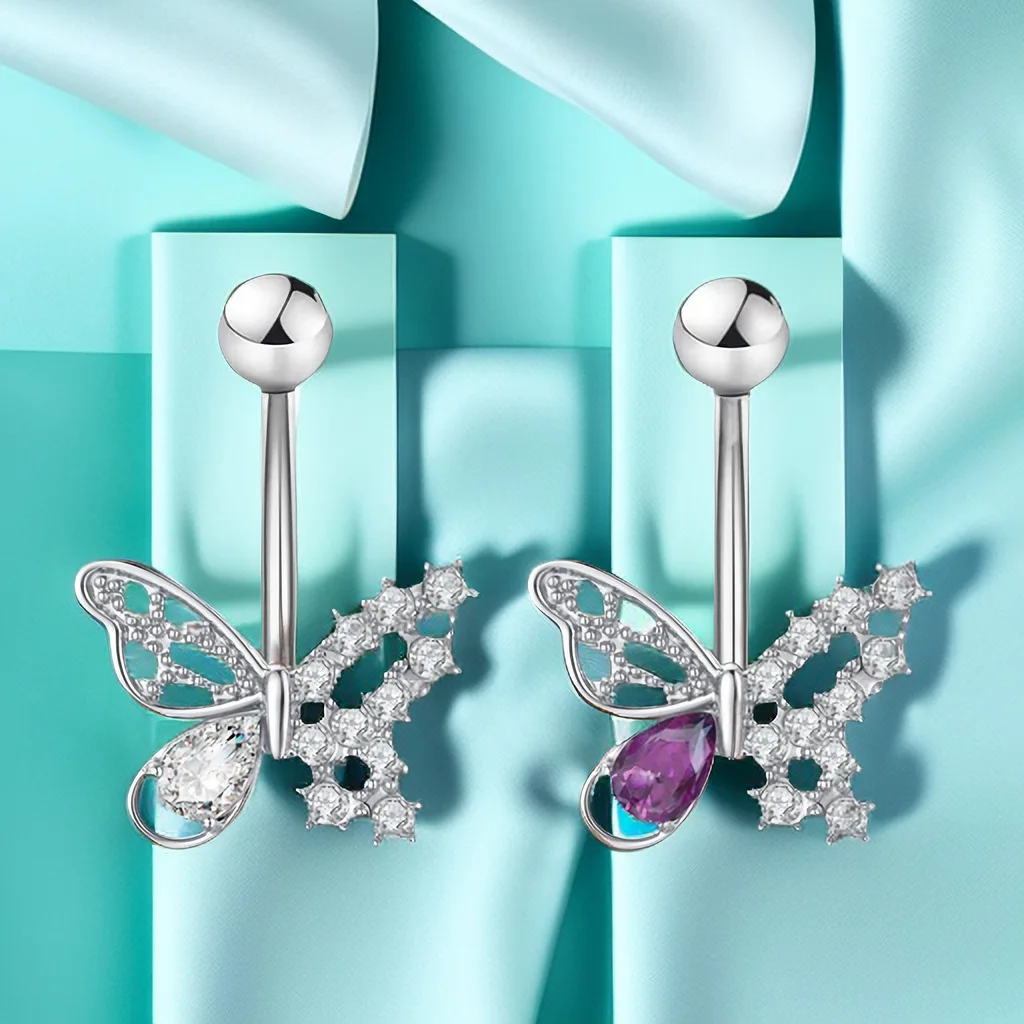 18K Solid Gold Butterfly Piercing Jewelry - Image 2