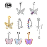 18K Solid Gold Butterfly Piercing Jewelry