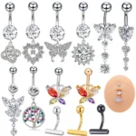 316L Surgical Steel Butterfly Belly Button Ring For Navel Piercing