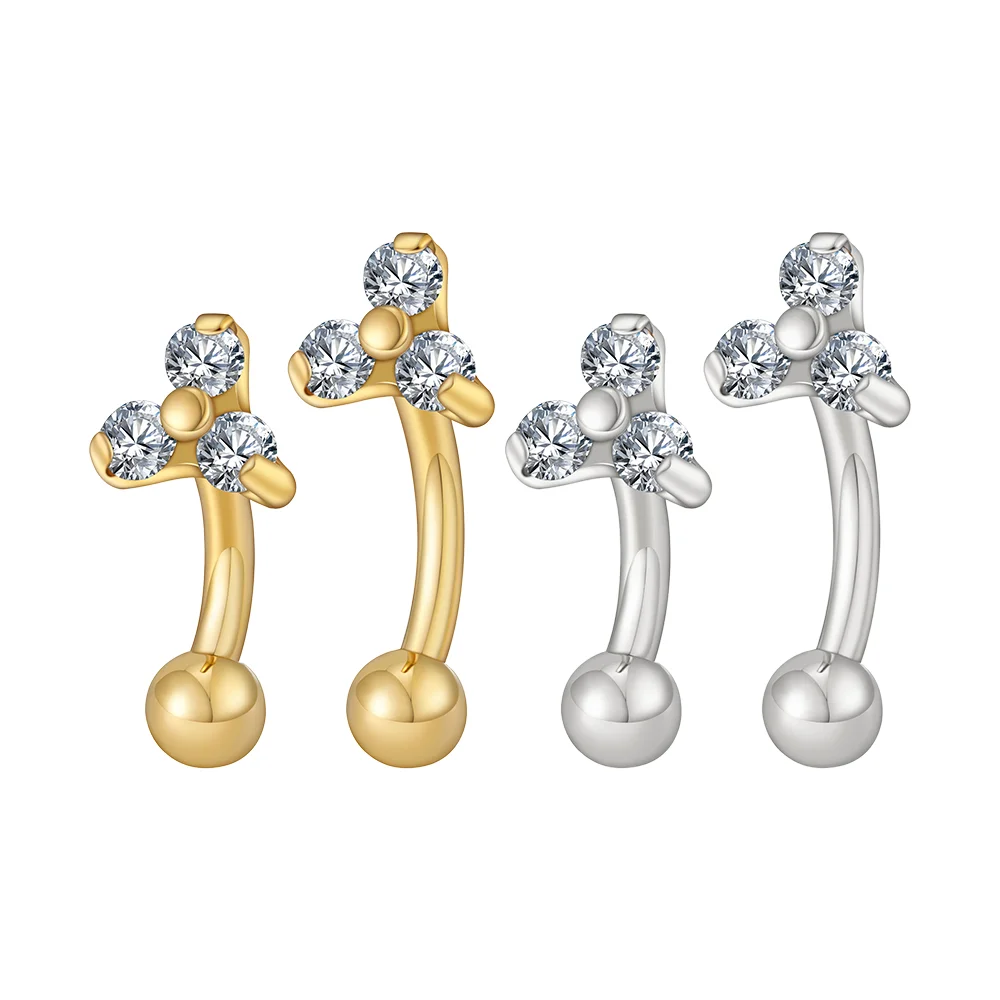ASTM F136 Titanium 16G CZ Eyebrow Ring For Eyebrow Piercing