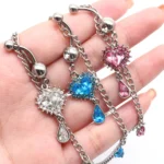ASTM F136 titanium crystal heart belly button rings for wholesale navel piercing assortments