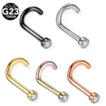 ASTM F136 Titanium 20G CZ Nose Stud For Nose Piercing